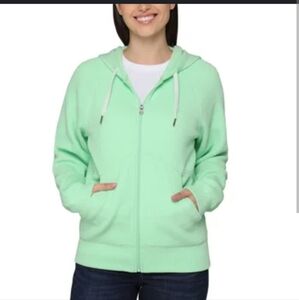 Sierra Designs Green Zip-Up Hoodie with Drawstrings Textured Sweatshirt Small